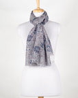 Leaves and Twigs Merino Wool Scarf - Grey
