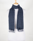 Dotted Diamond Merino Wool Scarf - Blue