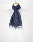 Dotted Diamond Merino Wool Scarf - Blue