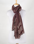 Geometric Abstract Jacquard Merino Wool Scarf - Maroon