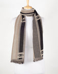 Checks & Stripes Abstract Fine Wool Jacquard Scarf – Black | SVEŽElife