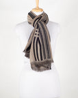 Checks & Stripes Abstract Fine Wool Jacquard Scarf – Black | SVEŽElife