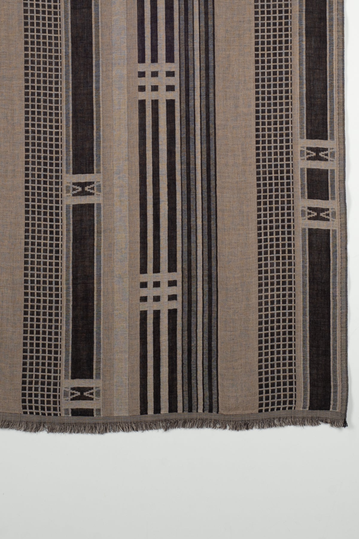 Checks &amp; Stripes Abstract Fine Wool Jacquard Scarf – Black | SVEŽElife