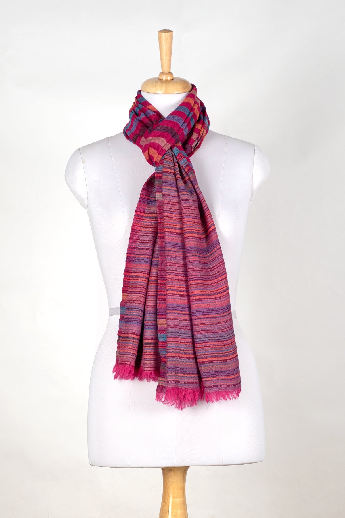 Vivid Stripes Reversible Cashmere Wool Scarf – Pink Multi | SVEŽElife