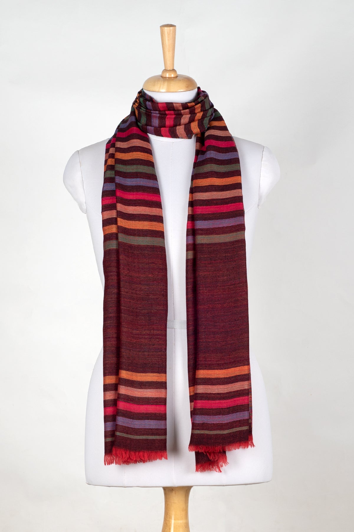 Vivid Stripes Reversible Cashmere Wool Scarf – Brown Multi-Coloured | SVEŽElife