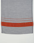 Bordered Stripe Cashmere Wool Scarf – Grey & Orange