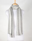 Chevron Stripe Bands Cashmere Wool Scarf - Grey