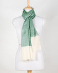 Micro Squares Cashmere Wool Scarf – Bottle Green & Off-White