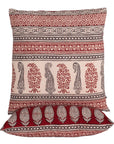Paisley and Geometric Pattern Bagh Hand Block Print Cotton Cushion Cover - Red Black