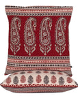 Paisley and Pine Bagh Hand Block Print Cotton Cushion Cover - Red Black