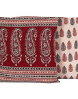 Paisley and Pine Bagh Hand Block Print Cotton Cushion Cover - Red Black