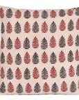 Pine Motif Bagh Hand Block Print Cotton Cushion Cover - Red Black