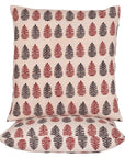 Pine Motif Bagh Hand Block Print Cotton Cushion Cover - Red Black