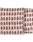 Pine Motif Bagh Hand Block Print Cotton Cushion Cover - Red Black