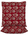 Floral Vine Bagh Hand Block Print Cotton Cushion Cover - Red