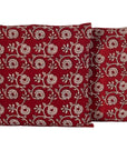 Floral Vine Bagh Hand Block Print Cotton Cushion Cover - Red