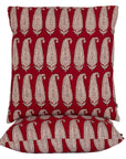 Paisley Bagh Hand Block Print Cotton Cushion Cover - Red
