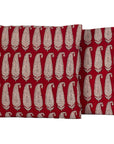 Paisley Bagh Hand Block Print Cotton Cushion Cover - Red