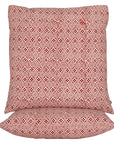 Flower Tile Bagh Hand Block Print Cotton Cushion Cover - Red White