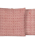 Flower Tile Bagh Hand Block Print Cotton Cushion Cover - Red White