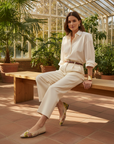 Pindaiva Beige Suede Embroidered Ballerinas