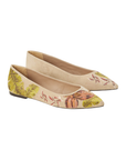 Pindaiva Beige Suede Embroidered Ballerinas