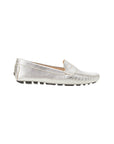 Angico Silver Leather Driving Loafers – Flat Penny Moccasins