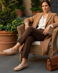 Angico Beige Leather Driving Loafers – Flat Penny Moccasins