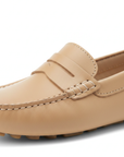 Angico Beige Leather Driving Loafers – Flat Penny Moccasins