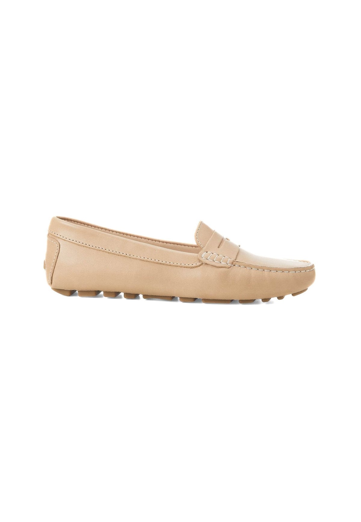 Angico Beige Leather Driving Loafers – Flat Penny Moccasins