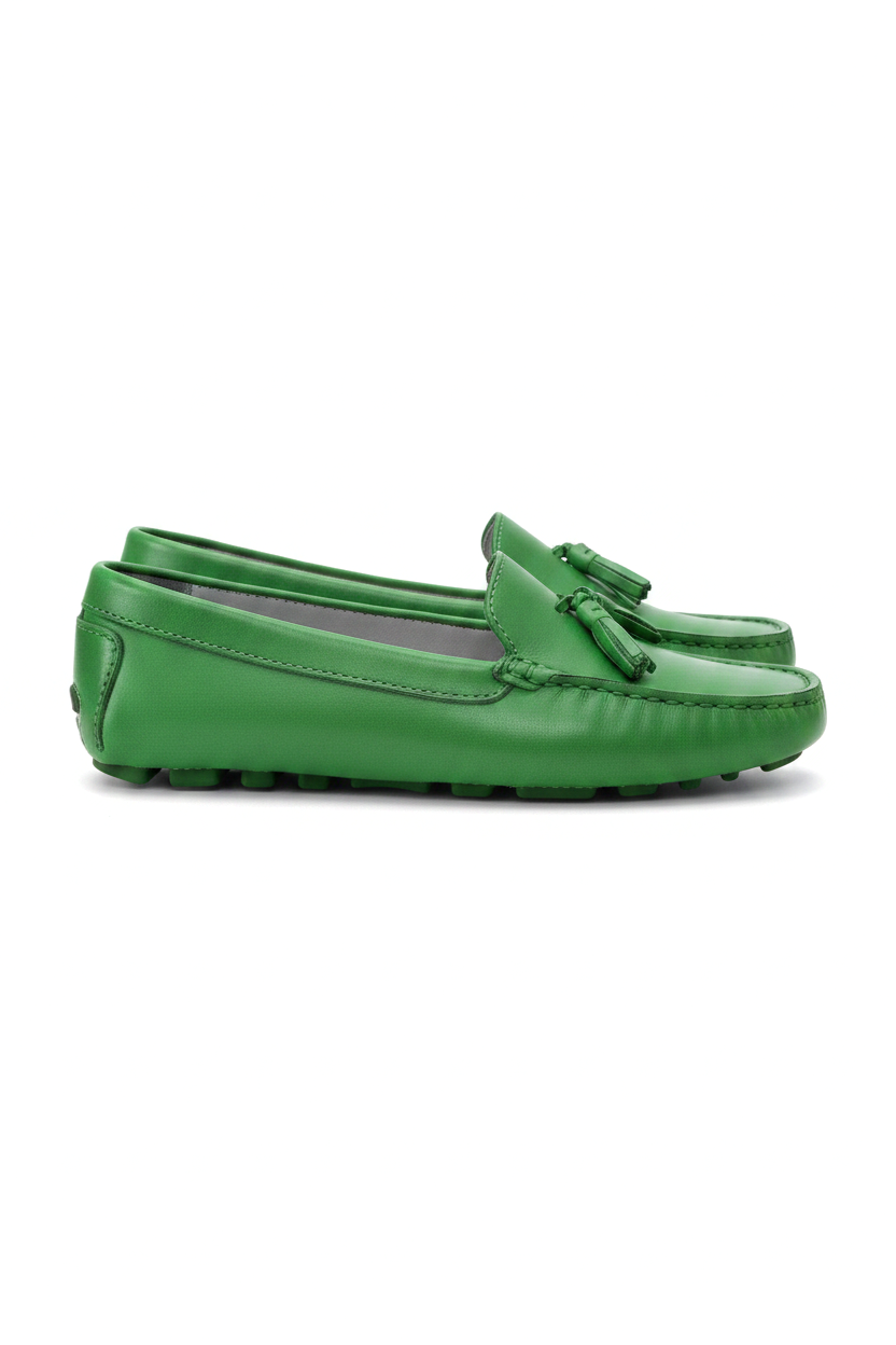 Caviúna Green Calf Leather Tassel Loafers – Flat