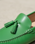 Caviúna Green Calf Leather Tassel Loafers – Flat