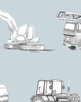 Watercolour Vehicles Wallpaper | Diggers, Fire Engines & Trucks | Kids Bedroom & Nursery