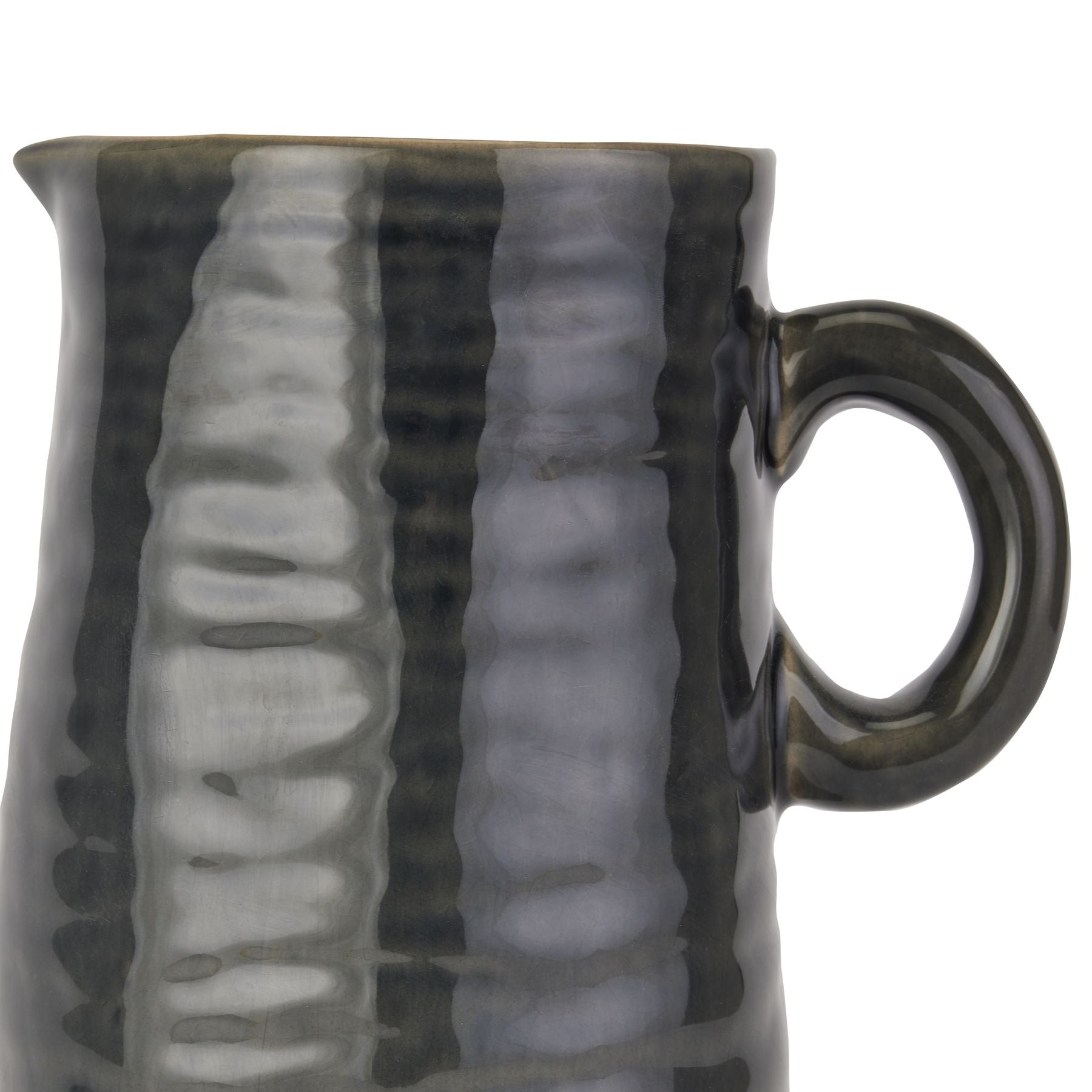 Navy Ceramic Jug with Rustic Stoneware Base