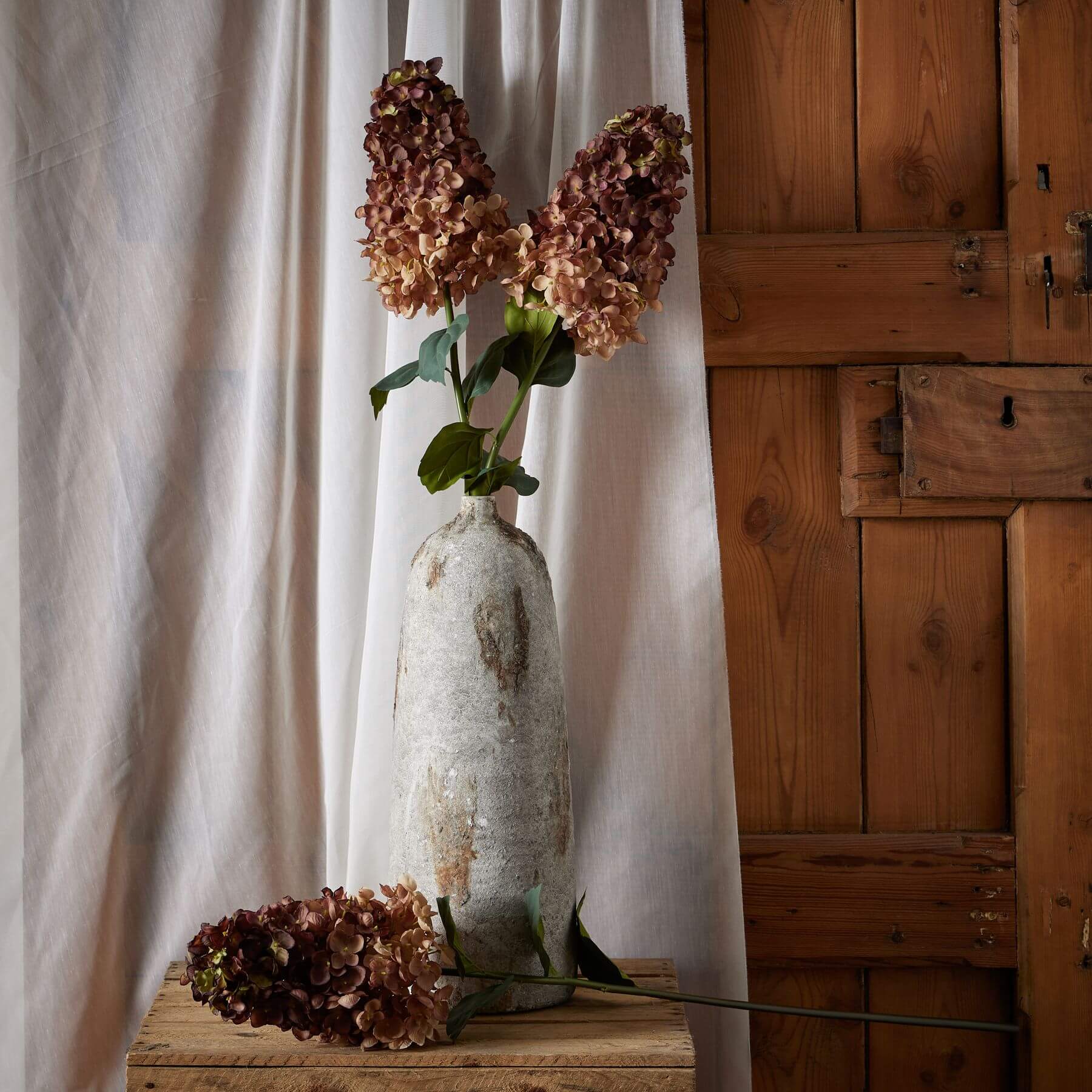 Burgundy Spear Hydrangea Faux Flower Arrangement