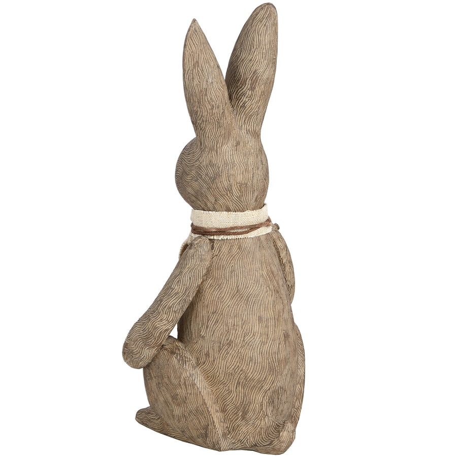 Handcrafted winter bunny rabbit resin figurine in warm brown, sitting pose with lifelike details for home decor by Sostter at brixbailey.com