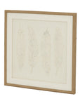 White Feather Artwork in Beaded Wood Frame