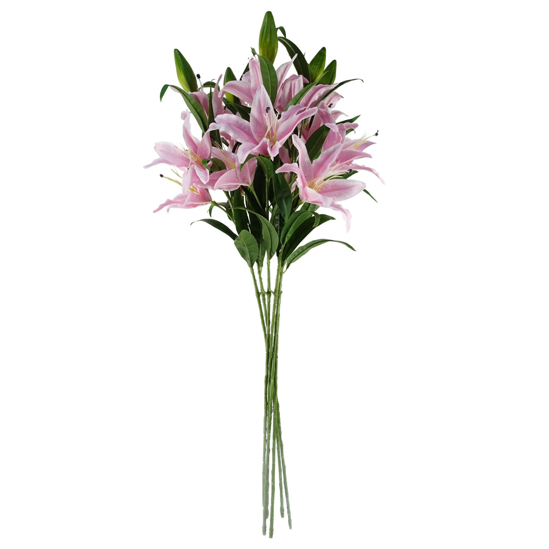 Pack of 6 x Artificial Flowers Large Pink Lily Stem - 3 Flowers 100cm-3