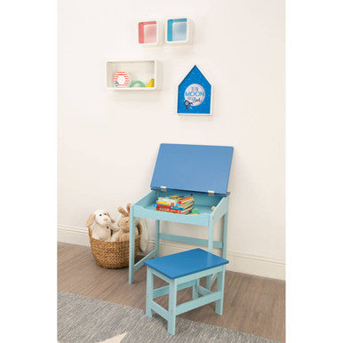 Jordan Blue Kids Desk and Stool Set with Storage