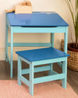 Jordan Blue Kids Desk and Stool Set with Storage