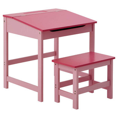 Jordan Pink Kids Desk and Stool Set with Storage