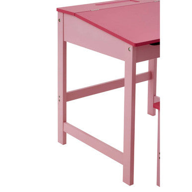 Jordan Pink Kids Desk and Stool Set with Storage