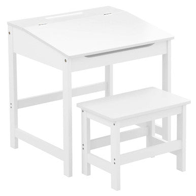 Jordan White Kids Desk and Stool Set with Storage