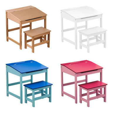 Jordan White Kids Desk and Stool Set with Storage