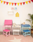Jordan White Kids Desk and Stool Set with Storage