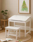 Jordan White Kids Desk and Stool Set with Storage