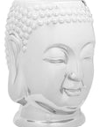 Torcello Silver Finish Ceramic Buddha Side Table and Stool