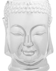 Torcello Silver Finish Ceramic Buddha Side Table and Stool