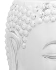 Torcello Silver Finish Ceramic Buddha Side Table and Stool