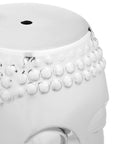 Torcello Silver Finish Ceramic Buddha Side Table and Stool
